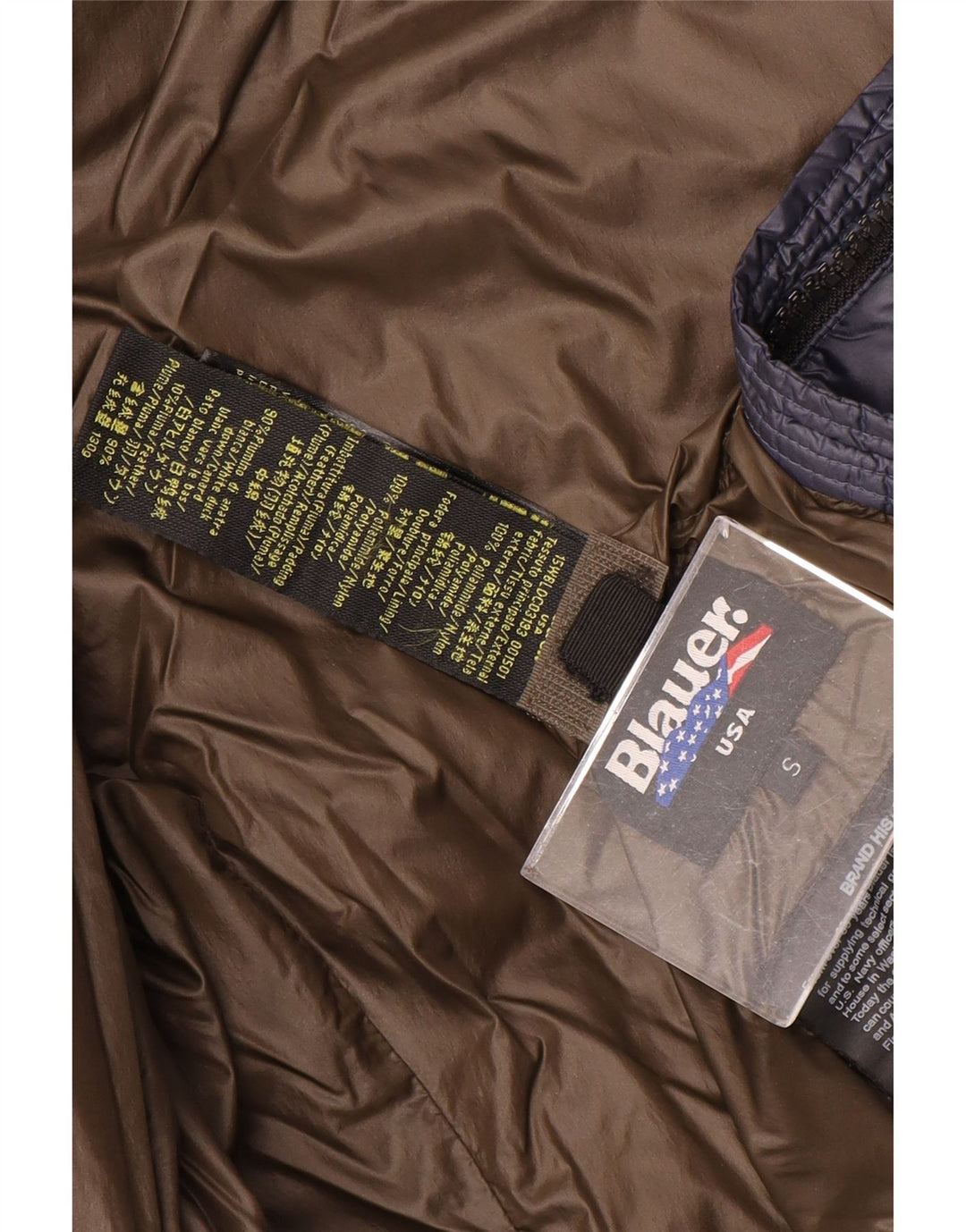 Blauer γυναικείο μπουφάν με κουκούλα UK 10 Small Navy Blue Nylon