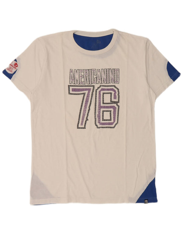 Ανδρικό γραφικό μπλουζάκι Americanino Top 2XL Λευκό Colourblock Βαμβακερό
