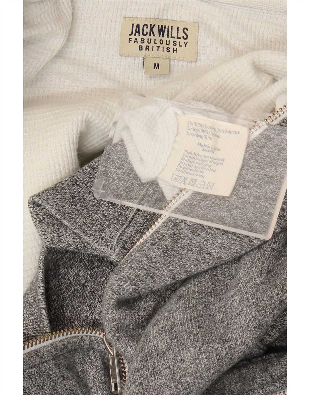 Ανδρικό πουλόβερ Jack Wills με φερμουάρ με κουκούλα μεσαίου γκρι βαμβακερό