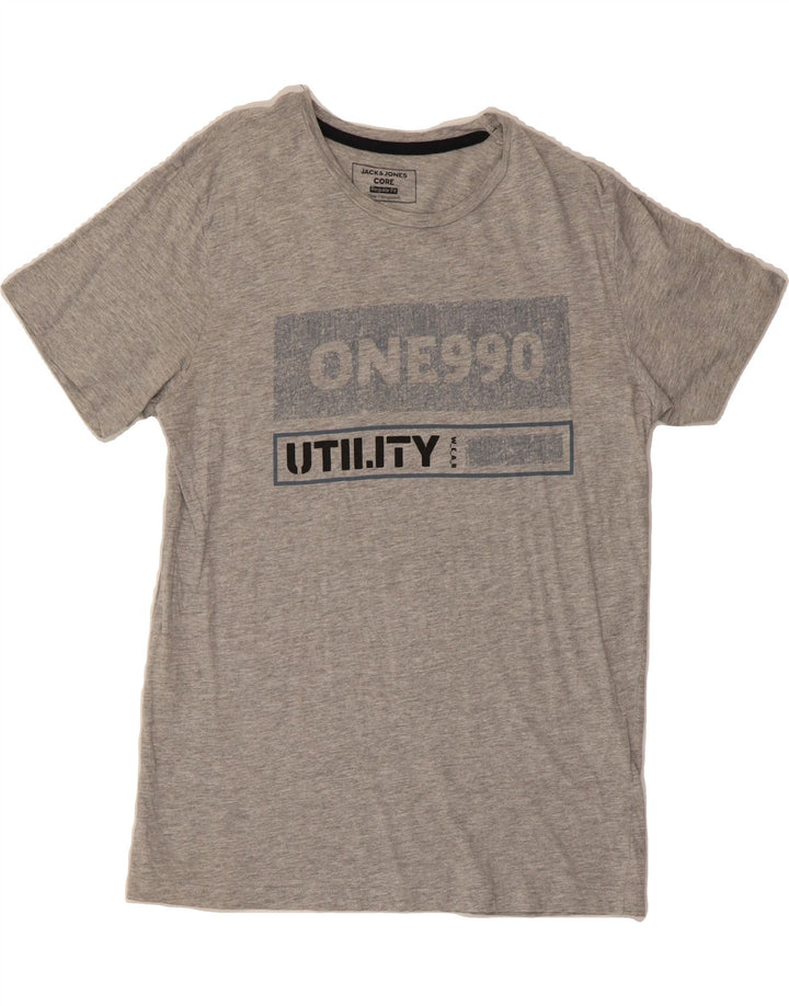 JACK & JONES Mens Core Regular Fit Graphic T-Shirt Top Medium Grey Cotton Vintage Jack & Jones and Second-Hand Jack & Jones from Messina Hembry 