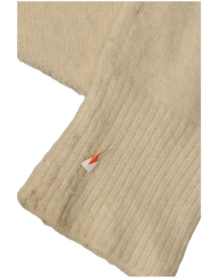 Zara γυναικείο πουλόβερ με λαιμό χελώνα UK 14 Medium Off White Colourblock