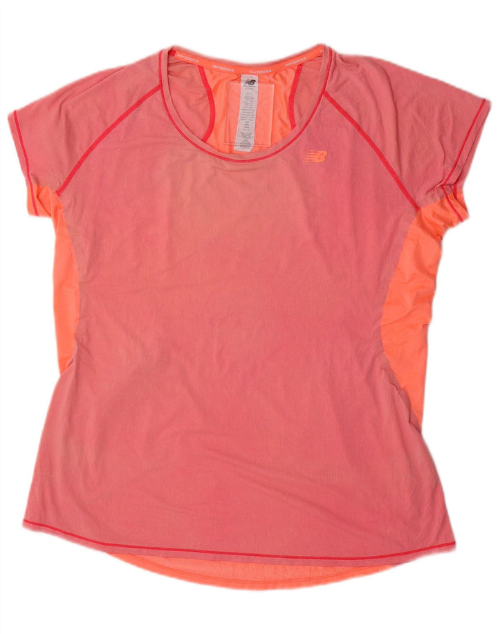 NEW BALANCE Γυναικείο T-Shirt Top UK 18 XL Pink Colourblock Nylon