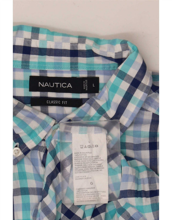 Ανδρικό πουκάμισο Nautica Classic Fit Large Blue Check Cotton