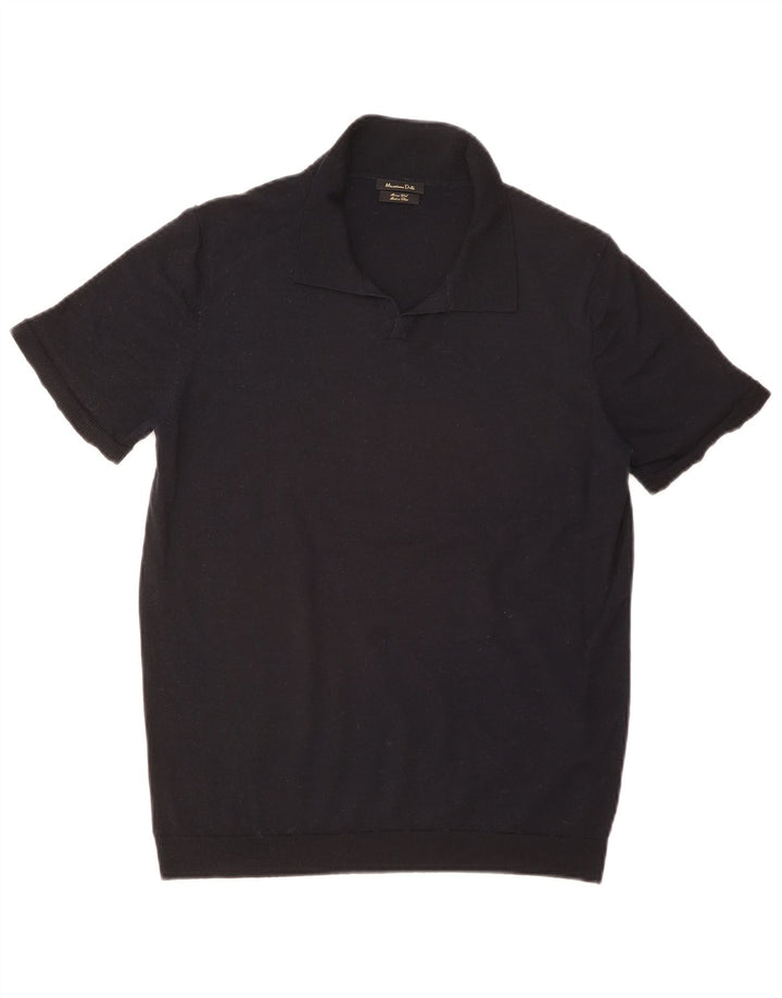 Massimo Dutti γυναικείο πουλόβερ με λαιμό πόλο UK 14 Medium Navy Blue