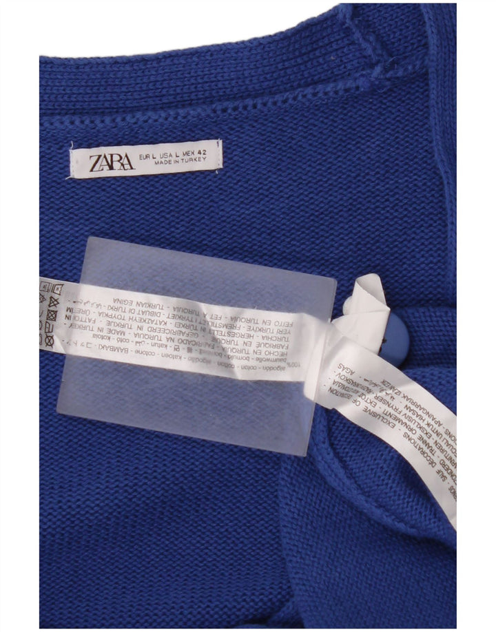 Ανδρικό πουλόβερ γραφικών ζακέτα ZARA μεγάλο μπλε βαμβακερό