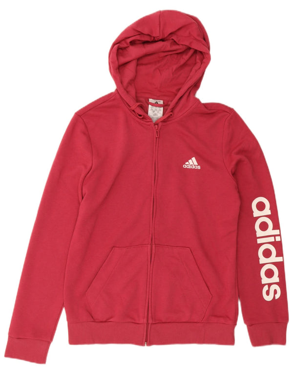 Γυναικείο πουλόβερ με κουκούλα με φερμουάρ Adidas UK 8/10 μικρό βαμβακερό κόκκινο