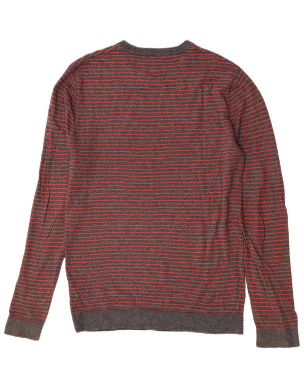 Jack Wills Ανδρικό πουλόβερ με λαιμόκοψη XS Γκρι βαμβακερό ριγέ
