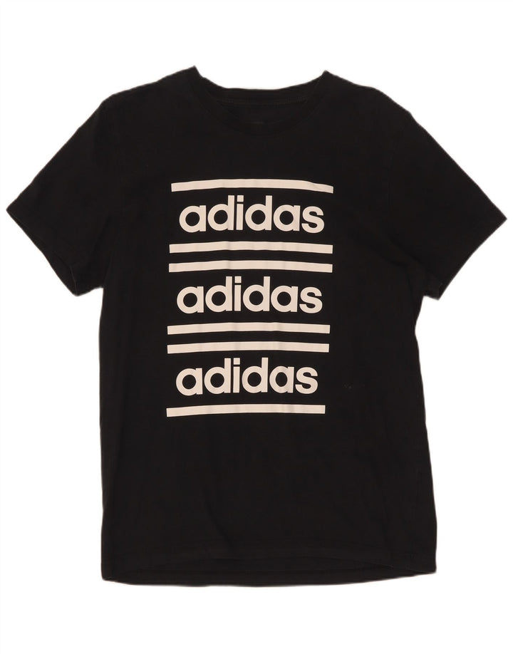 Ανδρικό γραφικό T-Shirt Adidas Top Μεσαίο μαύρο βαμβακερό