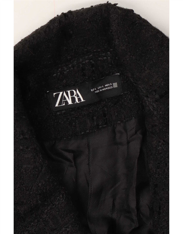 Zara Γυναικείο Παλτό UK 16 Large Black Flecked