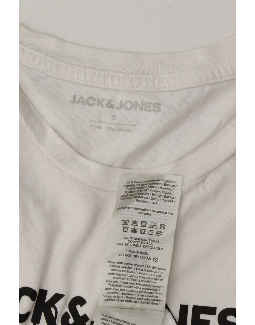 Jack & Jones Ανδρικό γραφικό T-Shirt Top Μικρό λευκό βαμβακερό