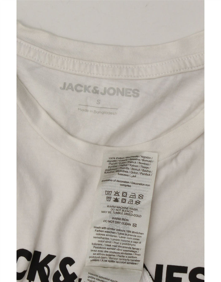 Jack & Jones Ανδρικό γραφικό T-Shirt Top Μικρό λευκό βαμβακερό