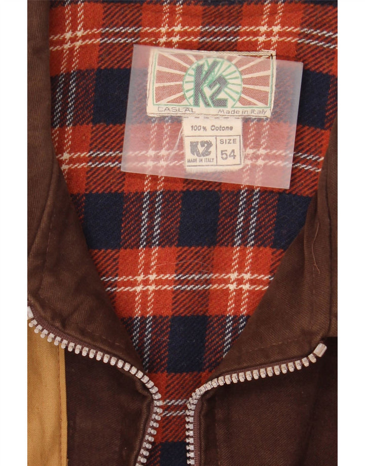 Vintage Ανδρικό Μπουφάν Windbreaker IT 54 2XL Καφέ Βαμβακερό μπλοκ