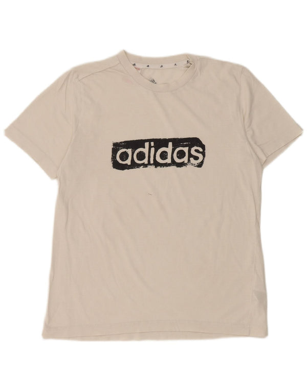 Γραφικό T-Shirt Adidas Boys Top 13-14 ετών Λευκό βαμβακερό