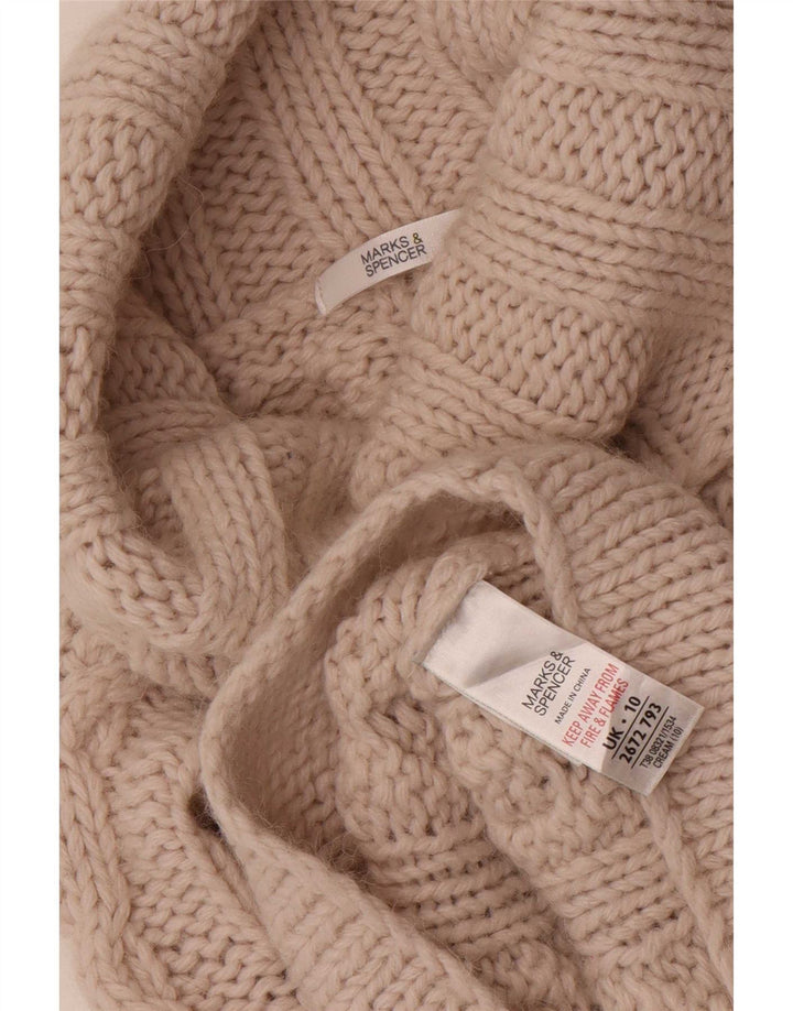 Marks & Spencer Γυναικείο πουλόβερ με ρολό λαιμόκοψη UK 10 Small Beige Ακρυλικό