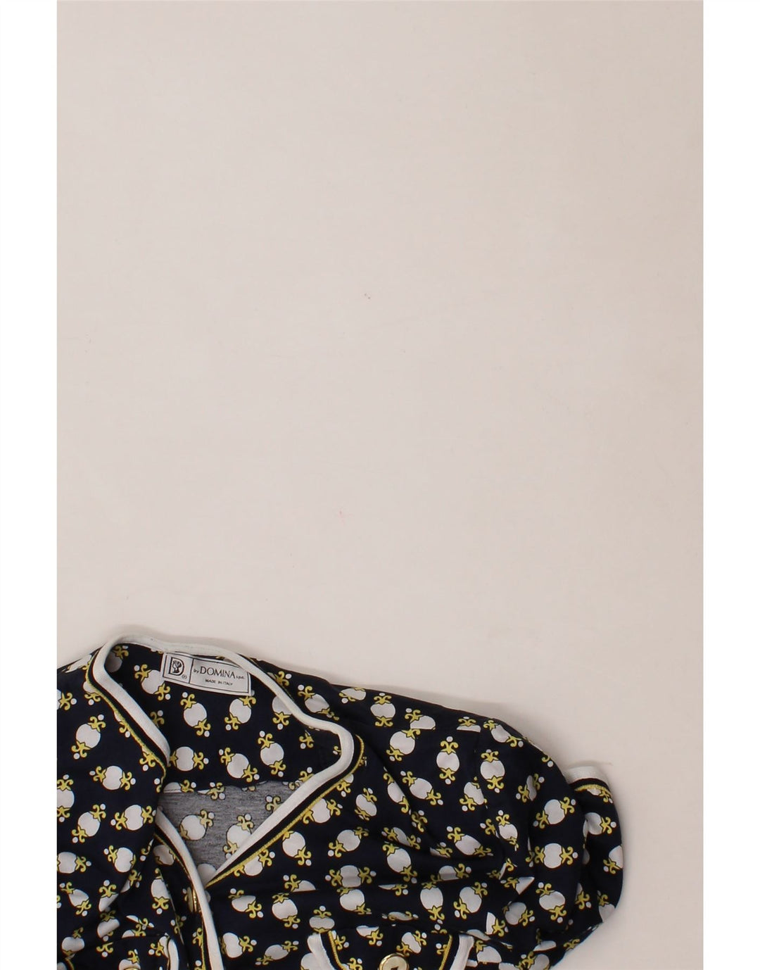 DOMINA Womens 4 Button Blazer Jacket IT 46 Large Navy Blue Spotted Classic Vintage Domina and Second-Hand Domina from Messina Hembry 