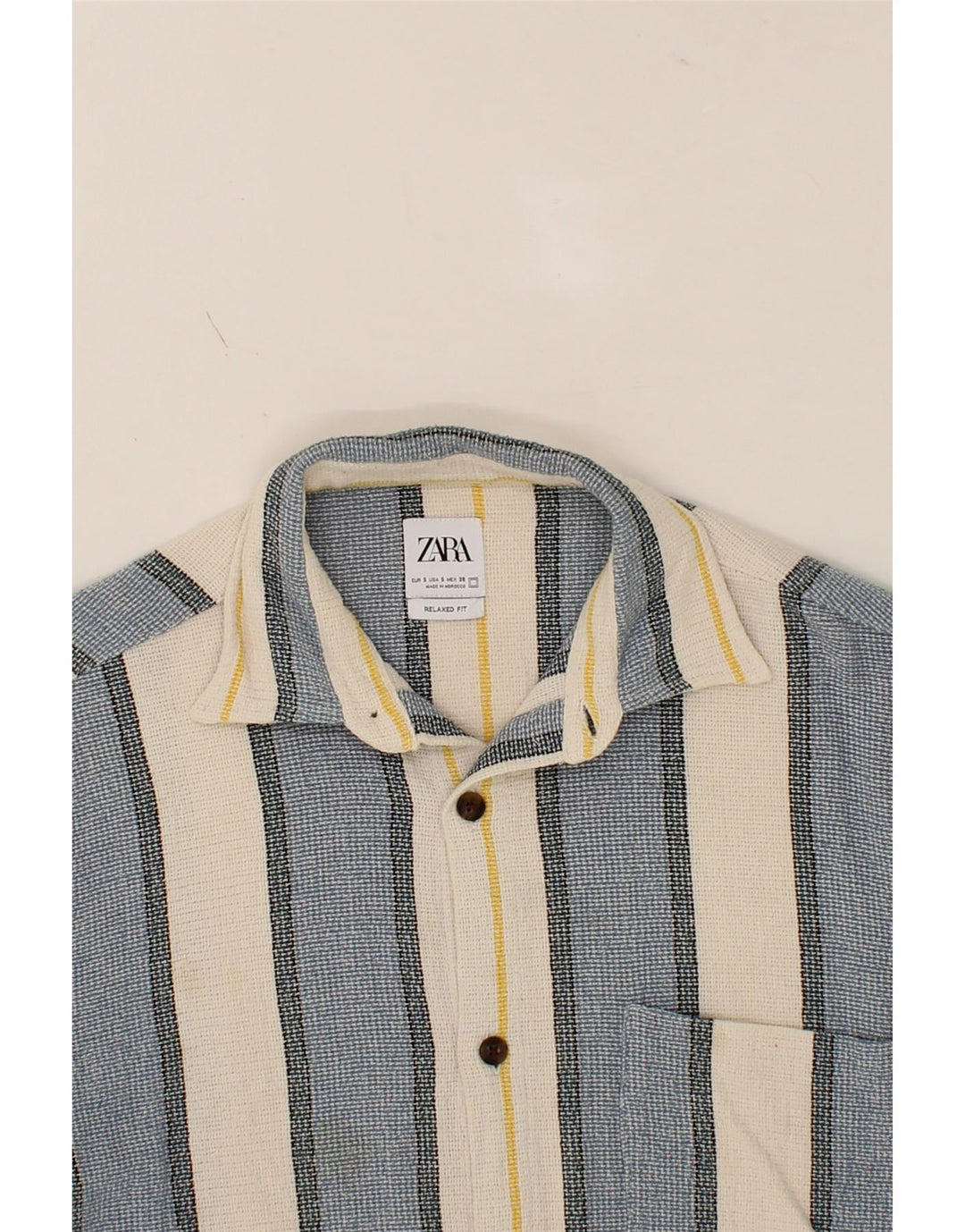 ZARA Mens Relaxed Fit Flannel Shirt Small Blue Striped Vintage Zara and Second-Hand Zara from Messina Hembry 