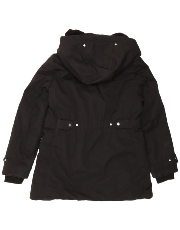 Zara Γυναικείο μπουφάν Parka με κουκούλα UK 18 XL Μαύρο Πολυεστέρας