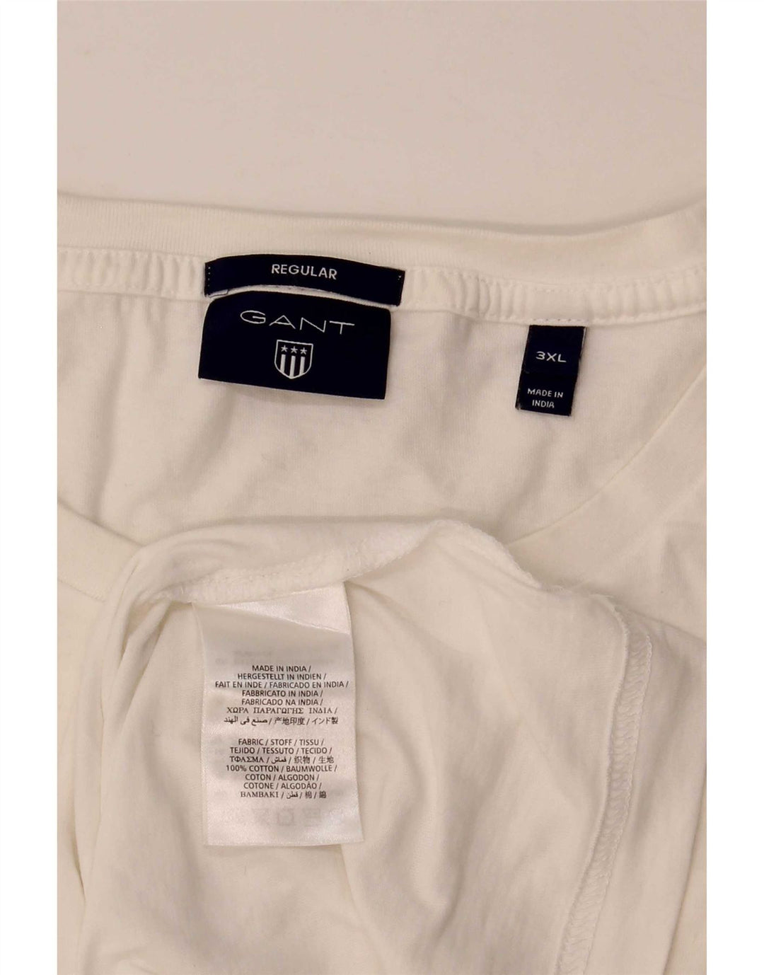 Ανδρικό T-Shirt Gant Regular Fit Top 3XL Λευκό βαμβακερό