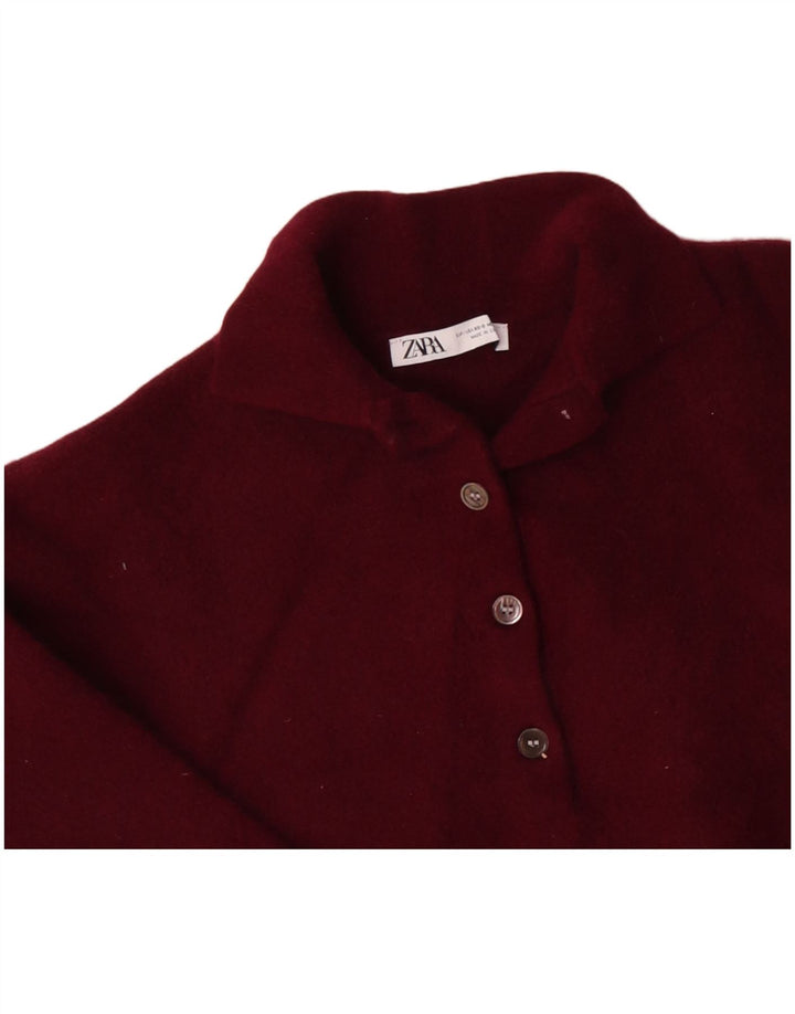 ZARA Γυναικείο πουλόβερ με λαιμόκοψη με λαιμόκοψη μεγάλου μεγέθους Crop UK 6 XS Μαλλί μπορντό