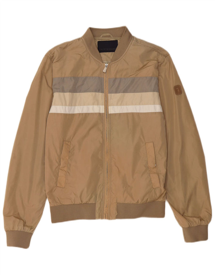 TRUSSARDI Mens Bomber Jacket IT 48 Medium Beige Colourblock