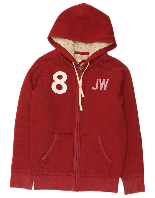 Jack Wills Ανδρικό πουλόβερ με κουκούλα με φερμουάρ, μικρό κόκκινο βαμβακερό