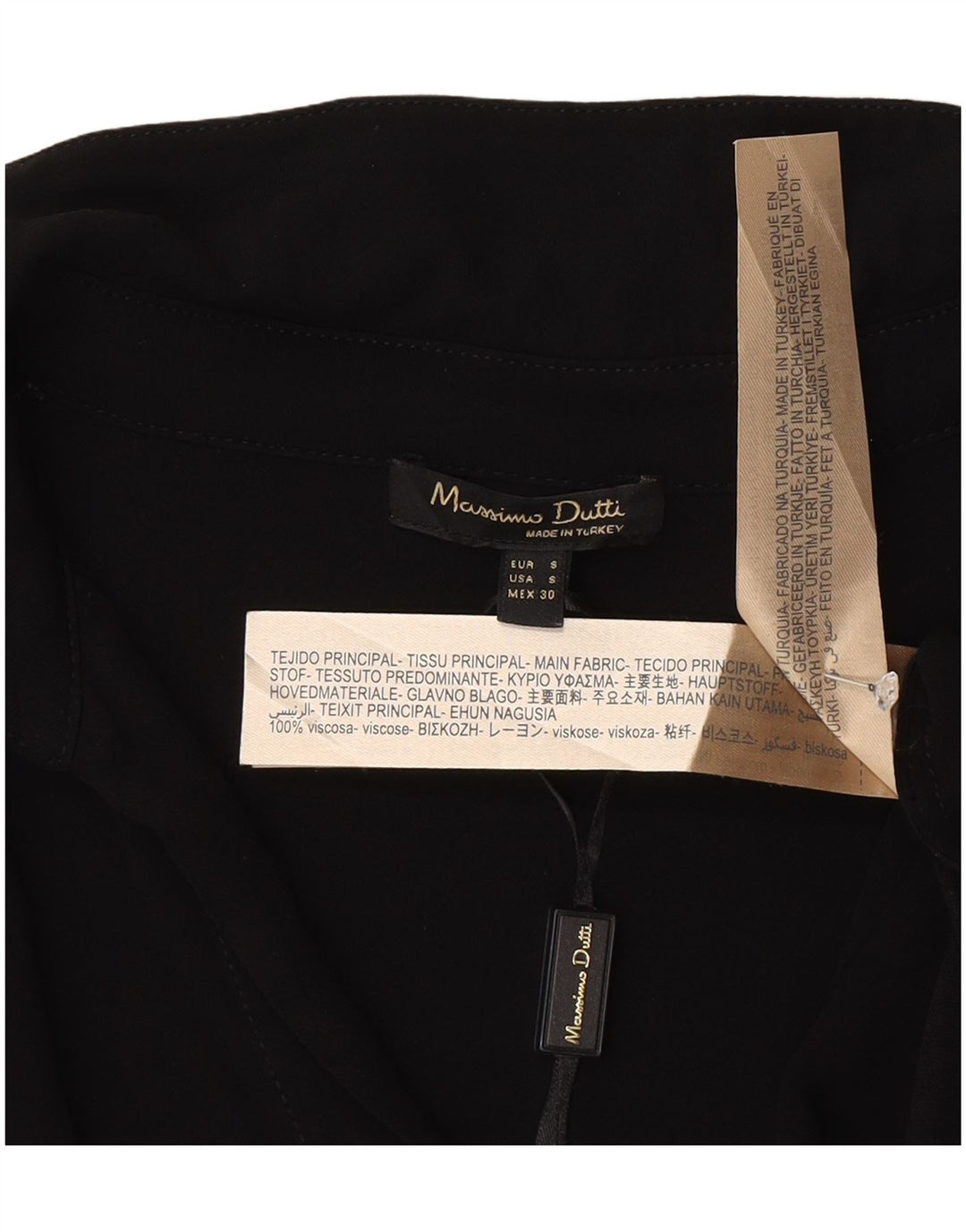 Massimo Dutti Γυναικεία μακρυμάνικη μπλούζα τοπ UK 10 Small Black Viscose