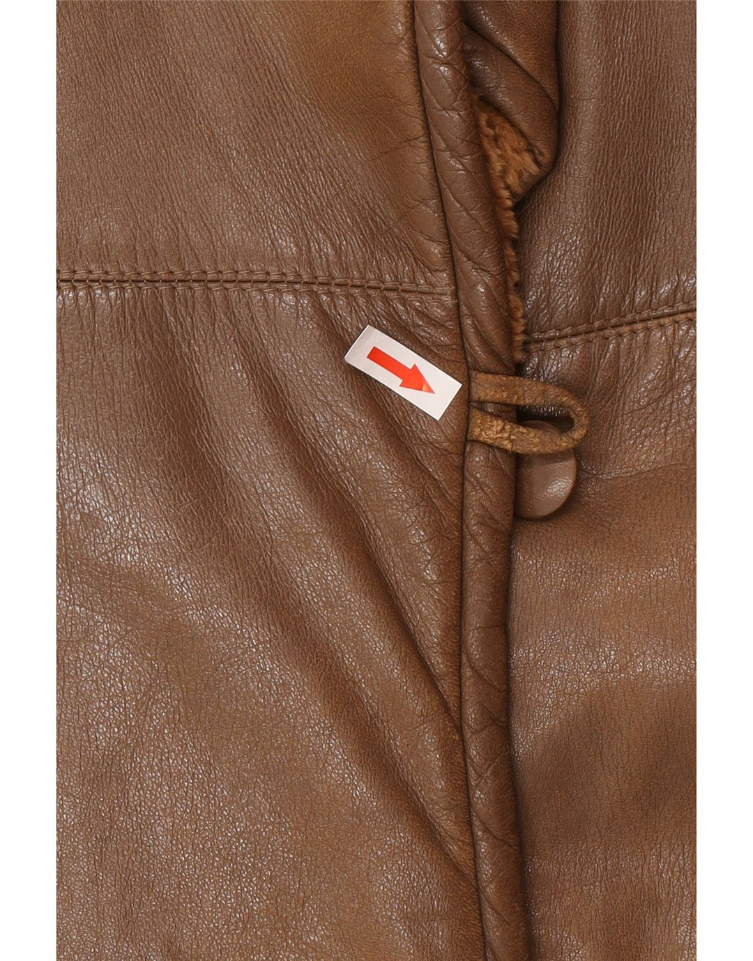 Vintage Γυναικείο Δερμάτινο Παλτό UK 14 Δερμάτινο Μεσαίο Καφέ