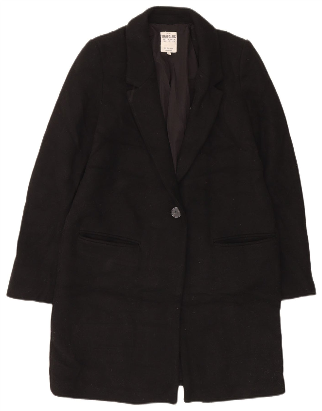 Zara Γυναικείο Πανωφόρι UK 10 Small Black Wool