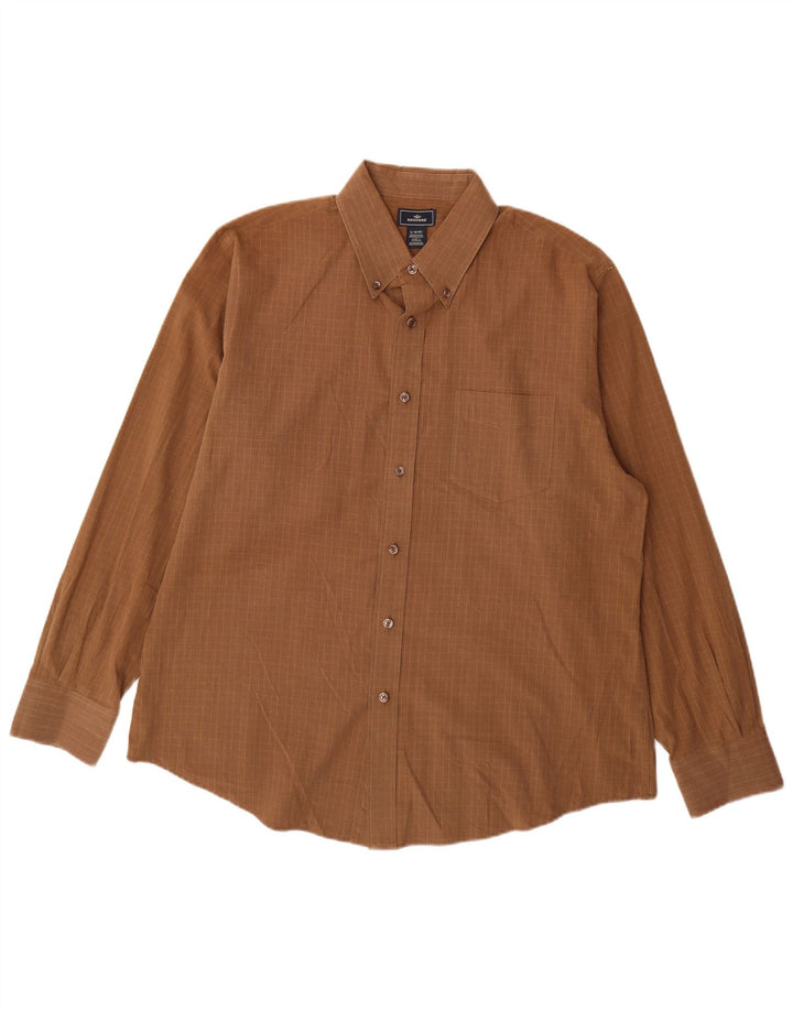 Ανδρικό πουκάμισο Dockers Size 16 16 1/2 Large Brown Gingham Cotton