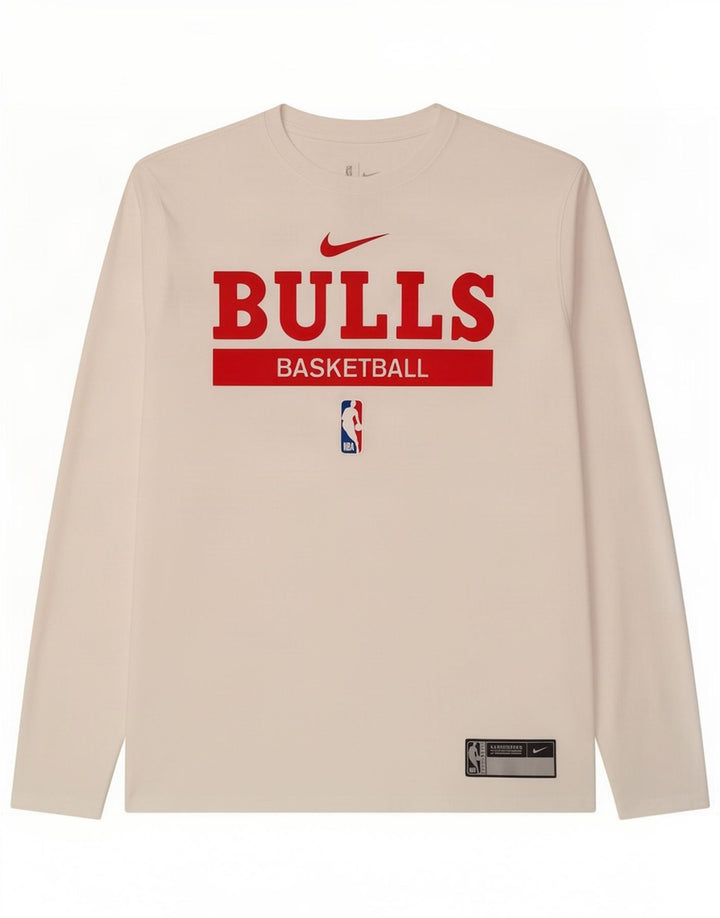 Nike Mens Chicago Bulls Graphic Top Μακρύ μανίκι μεγάλο λευκό πολυεστέρας