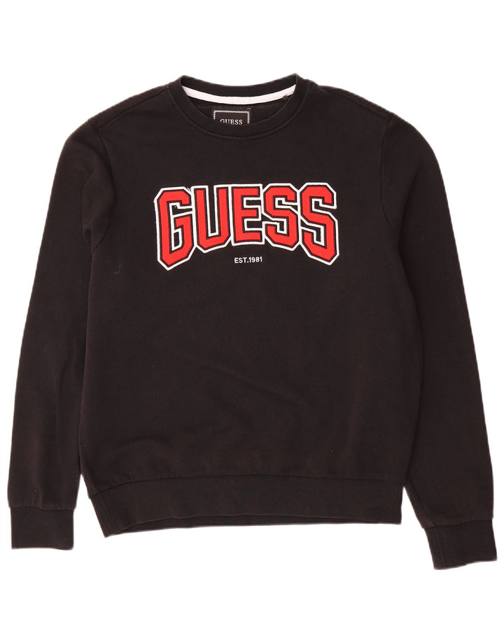 Ανδρικό γραφικό φούτερ Guess Jumper UK 34 Small μαύρο βαμβακερό