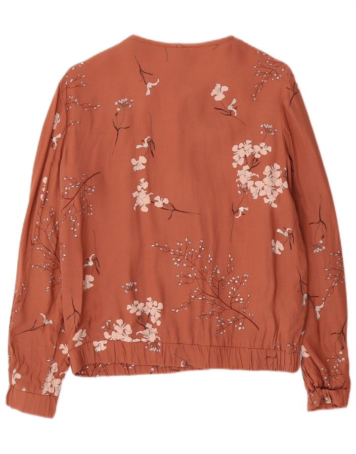 Massimo Dutti Γυναικείο Bomber Jacket UK 12 Medium Pink Floral Viscose