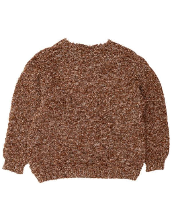 VINTAGE Γυναικείο πουλόβερ με λαιμόκοψη με V λαιμόκοψη UK 16 Μεγάλο καφέ φλύκταινα