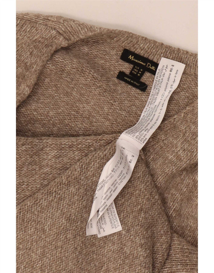 Ανδρικό πουλόβερ Massimo Dutti με V λαιμόκοψη, μεσαίο μπεζ πολυαμίδιο