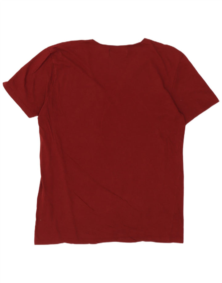 Ανδρικό T-Shirt ZARA Top XL Maroon Cotton