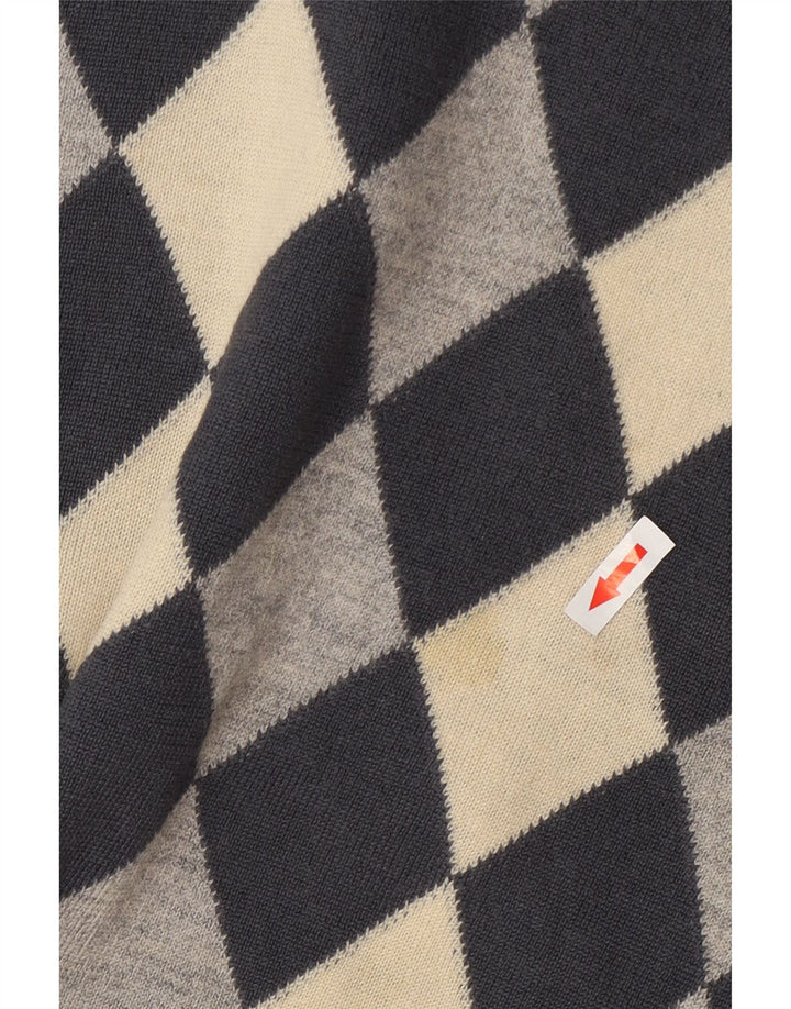 St Michael Γυναικείο πουλόβερ με λαιμόκαυμα UK 12 Medium Grey Argyle/Diamond