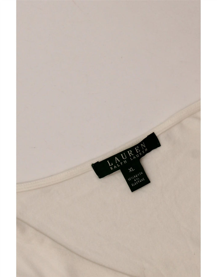 RALPH LAUREN Γυναικεία μπλούζα αμάνικη μπλούζα UK 18 XL White Rayon