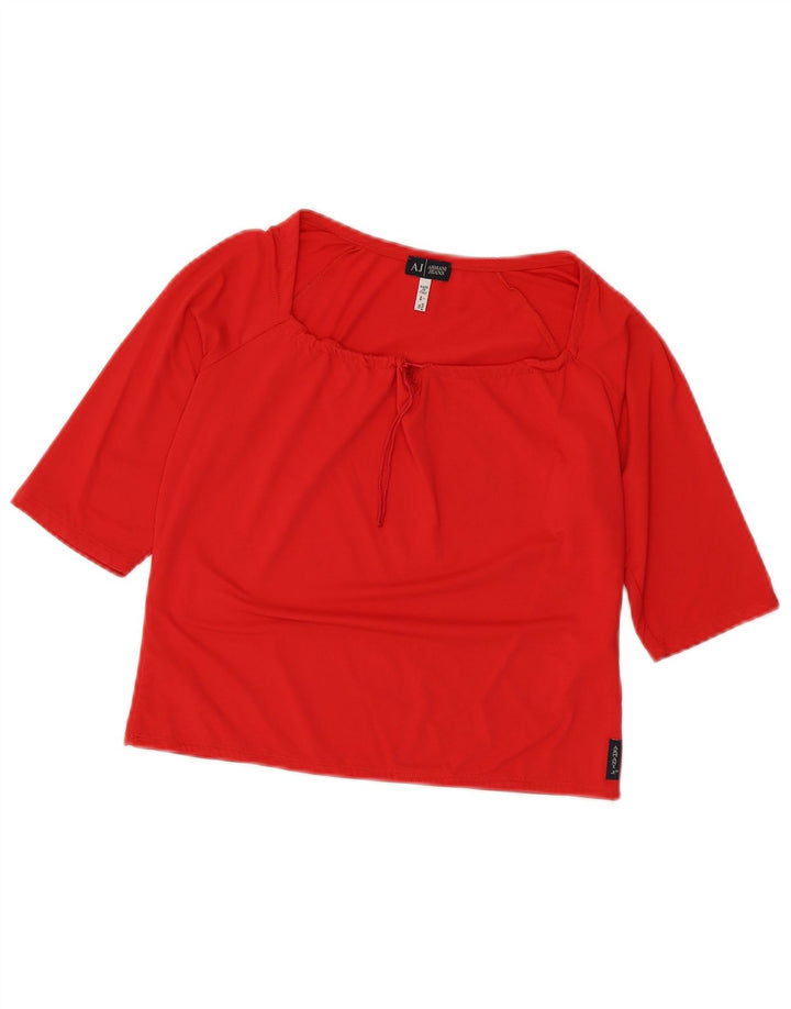 Armani Jeans Γυναικεία μπλούζα Crop 3/4 Sleeve Top UK 14 Medium Red Polyamide
