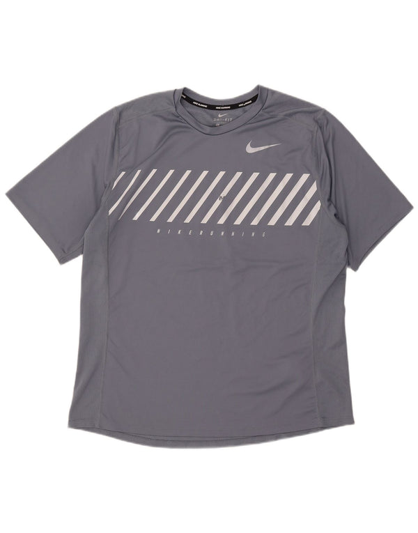Ανδρικό γραφικό μπλουζάκι Nike Dri Fit Top XL Γκρι ριγέ πολυεστέρα