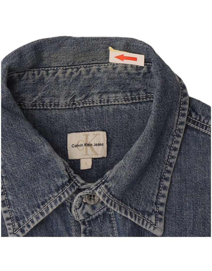 Calvin Klein Ανδρικό τζιν πουκάμισο μεγάλο μπλε βαμβακερό