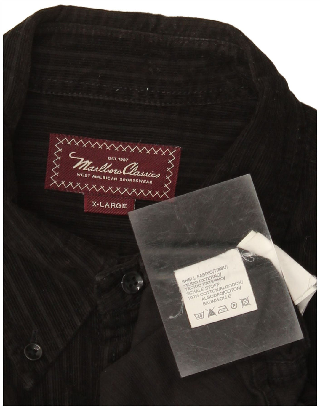 Ανδρικό κοτλέ πουκάμισο Marlboro Classics XL Μαύρο βαμβακερό