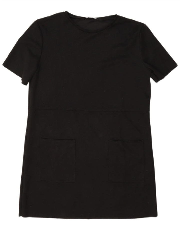 Zara Γυναικείο T-Shirt Φόρεμα UK 16 Large Black Polyester