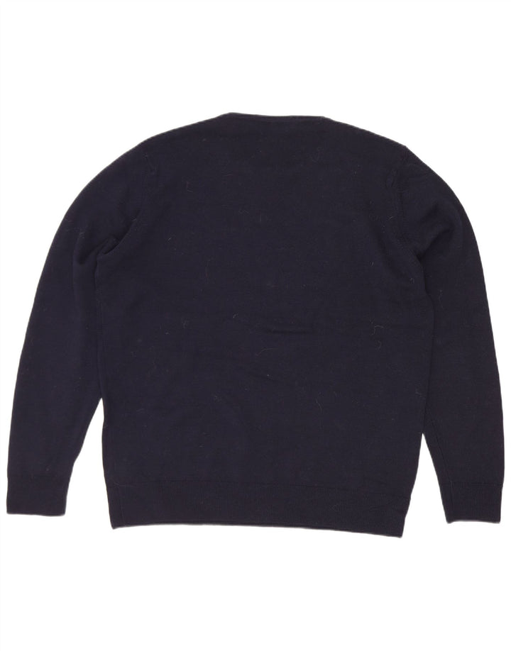 Marks & Spencer Γυναικείο πουλόβερ με λαιμόκοψη UK 12 Medium Navy Blue Wool