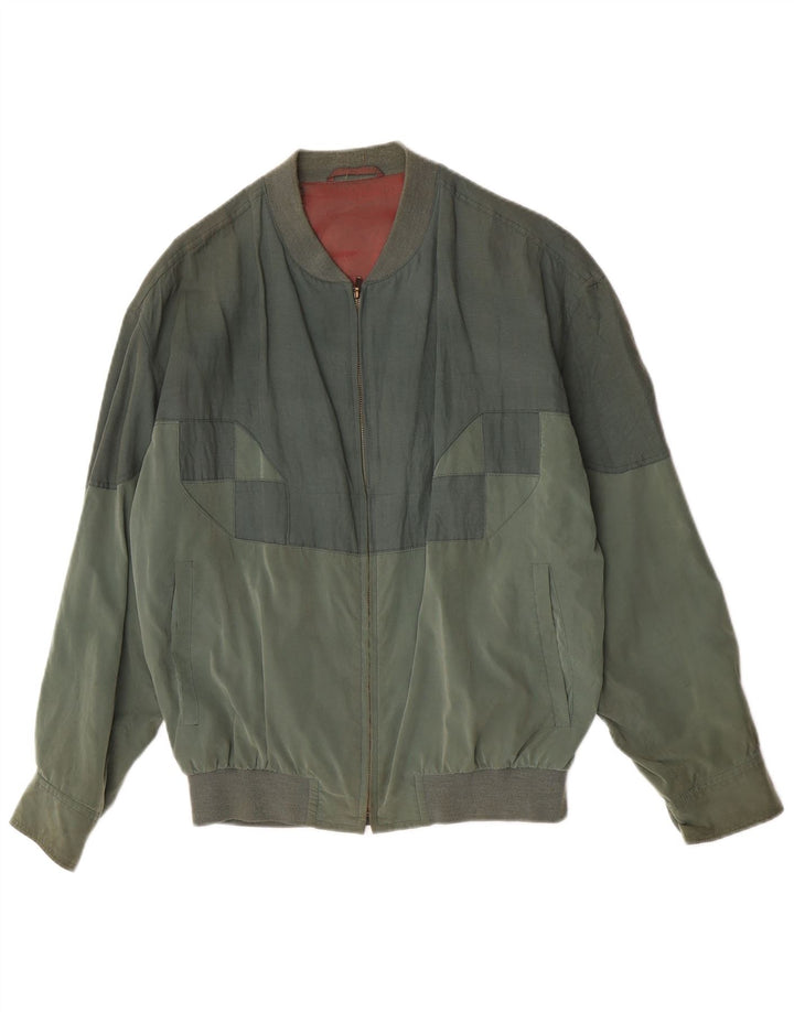 Vintage Ανδρικό Bomber Jacket UK 40 Large Green Colourblock