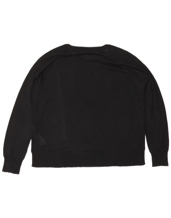 Zara Womens Boat Neck Jumper Sweater UK 14 Medium Black Viscose