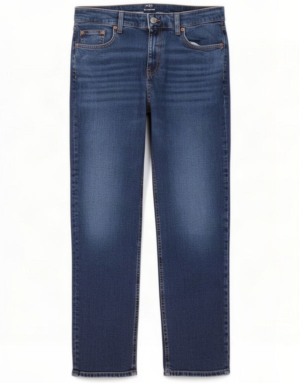Marks & Spencer Γυναικεία Tapered Jeans UK 14 Large W36 L28 Navy Blue