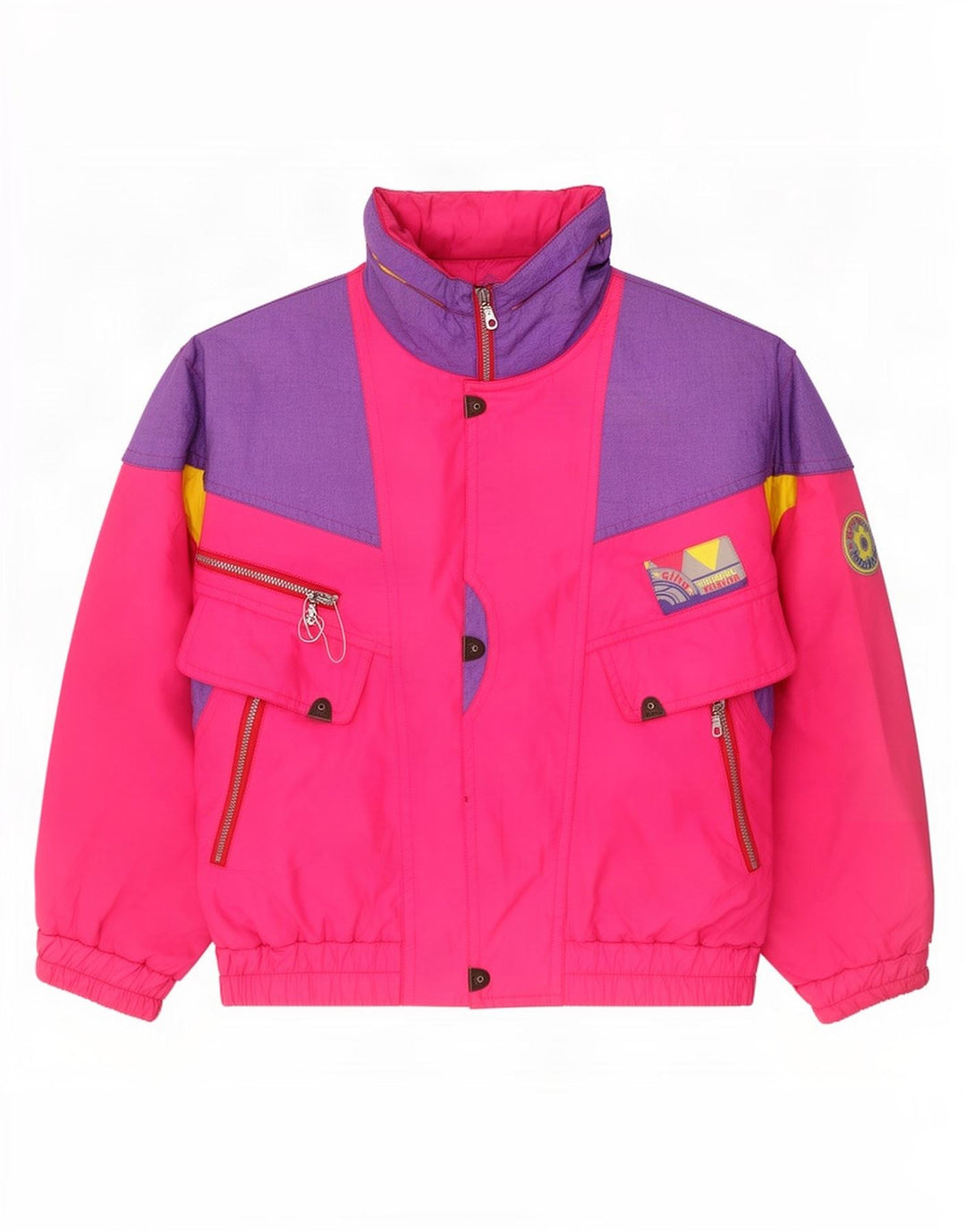Elho Mens Loose Fit Jacket Ski IT 48 Medium Pink Colorblock Polyester