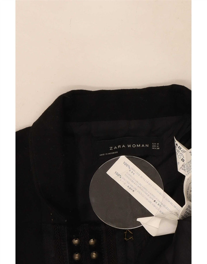 Zara Γυναικείο Σακάκι Μπλέιζερ UK 12 Μεσαίο Μαύρο Μαλλί