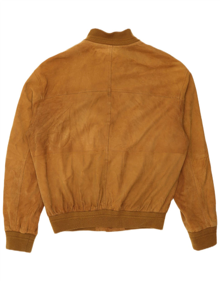 Vintage Ανδρικό Suede Bomber Jacket IT 54 2XL Beige Leather