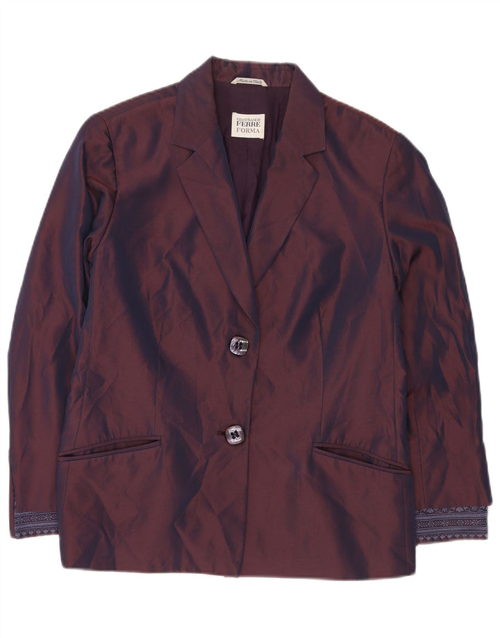 GIANFRANCO FERRE Γυναικείο μπλέιζερ με 2 κουμπιά μπουφάν UK 16 Μεγάλο Μωβ Floral